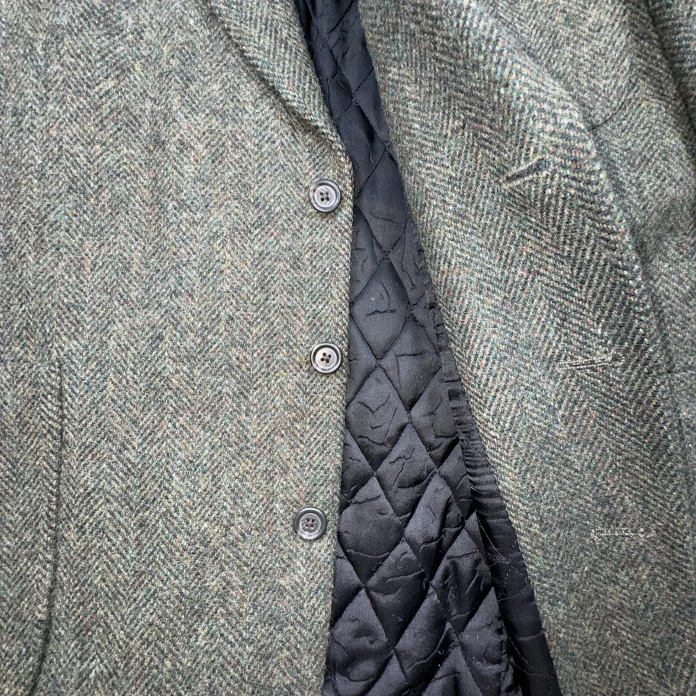 LL‎ Bean Blazer Mens Large Regular Green Wool Herringbone Thinsulate USA Made